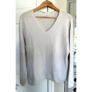 Bianco & Blu Women's Medium Wool Blend Light Grey V-neck Sweater